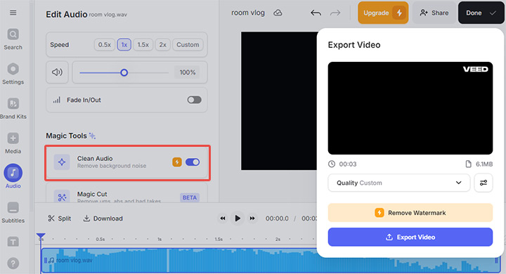 Remove Background Noise from Audio Online with Veed.io