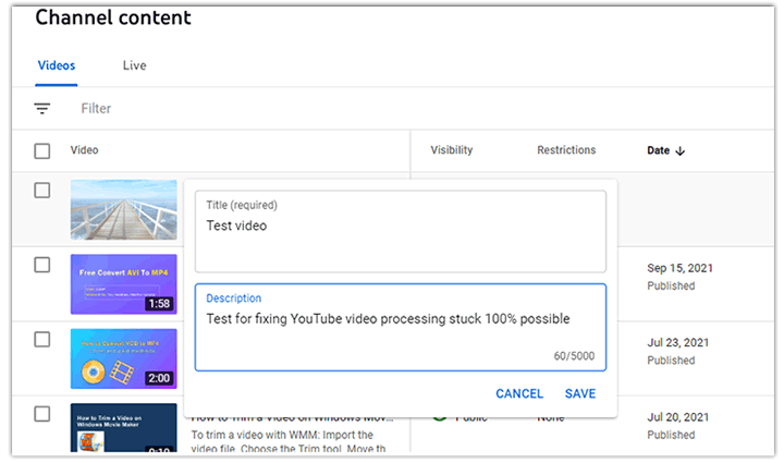 trim video for youtube