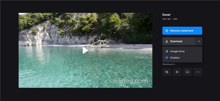 save clear video in Clideo