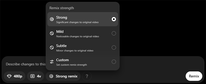 Sora Remix Interface