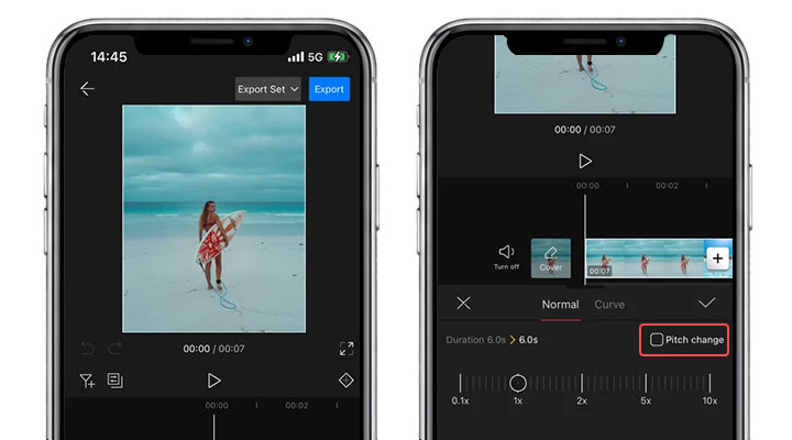 Speed up Snapchat video via VideoProc Editor with pitch control