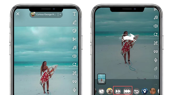 Applying the Rabbit speed filter to an uploaded video
