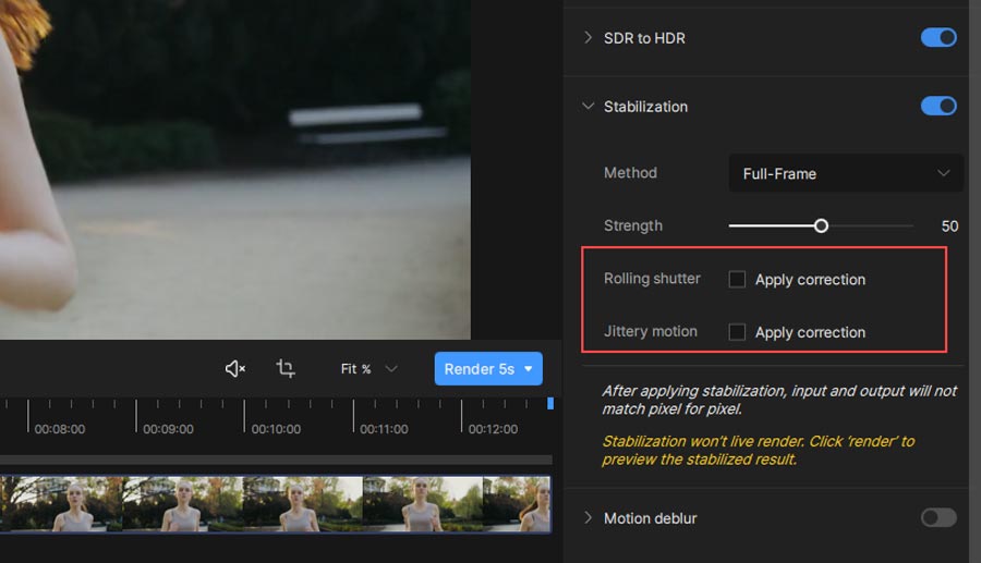 stabilize shaky video topaz rolling jttery correction