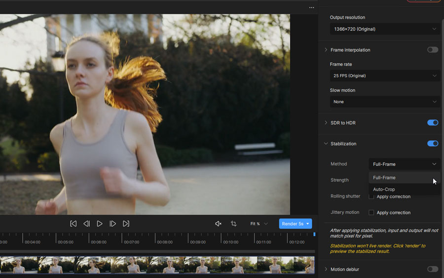 stabilize shaky video topaz settings