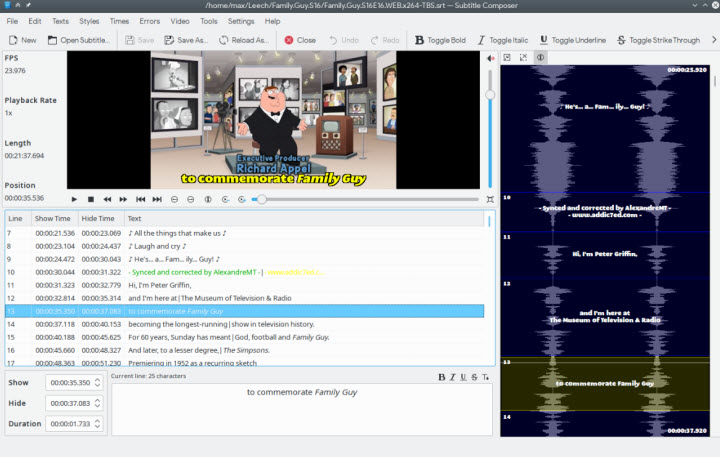 Best SRT Subtitle Editor - subtitle-composer