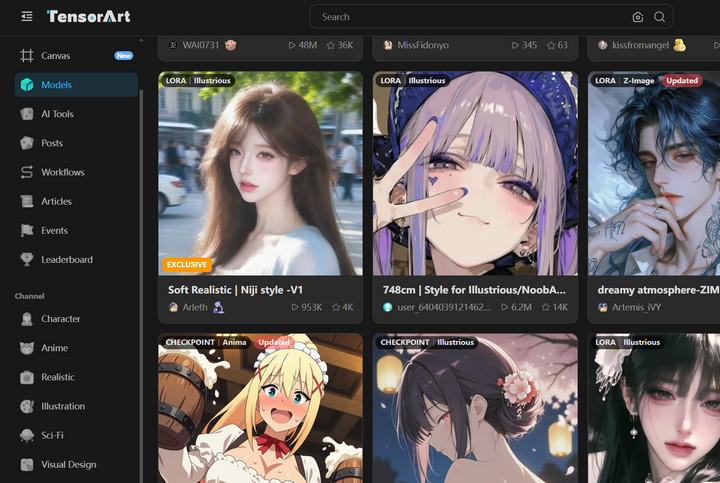 Tensor.art AI image generator platform