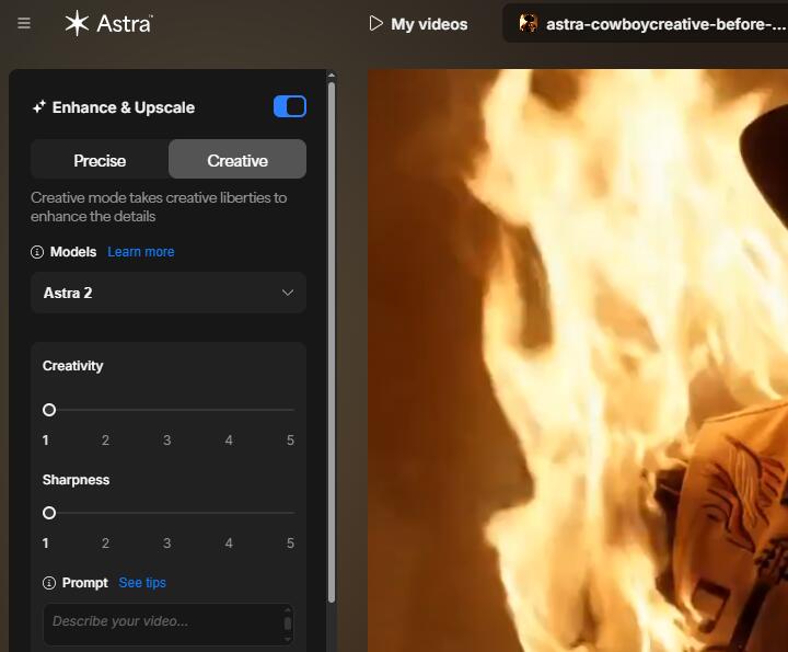 Configuraciones del modelo Creative Mode Astra 2