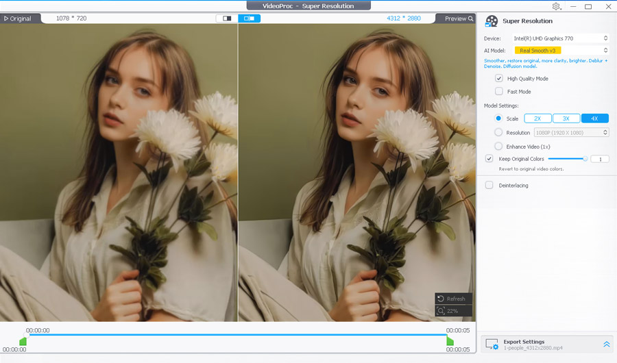 Topaz Video AI's Best Alternative Upscale Preview