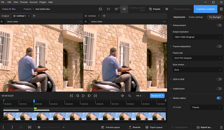 Topaz Video AI Motion Blur Reduction Preview