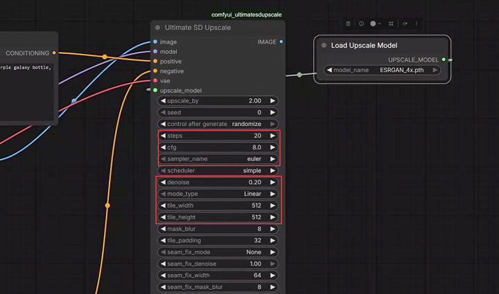 Ultimate SD Upscale settings in ComfyUI