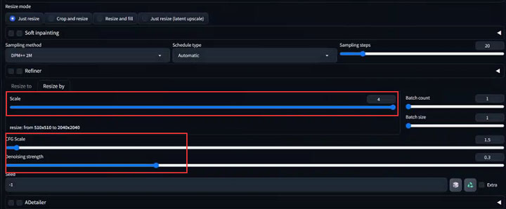 Ultimate SD Upscale WebUI img2img settings
