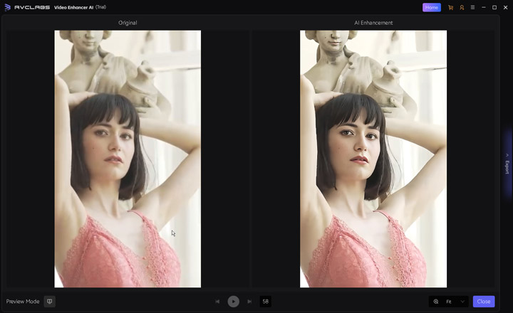 Unblur a portrait video with Avclabs