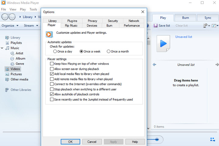 Update Windows Media Player to play AVI files
