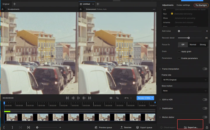 Upscale 1080p to 4K via Topaz Video 3