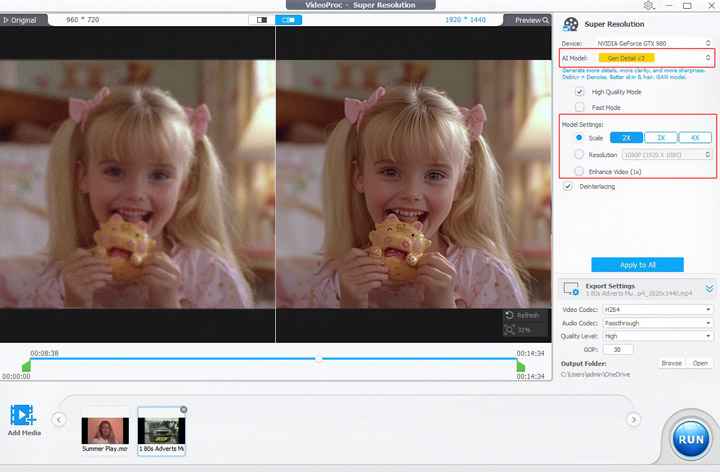 Upscale VHS Video with VideoProc Converter AI