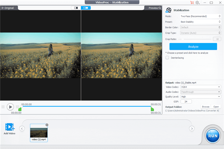VideoProc Converter AI Stabiliazation