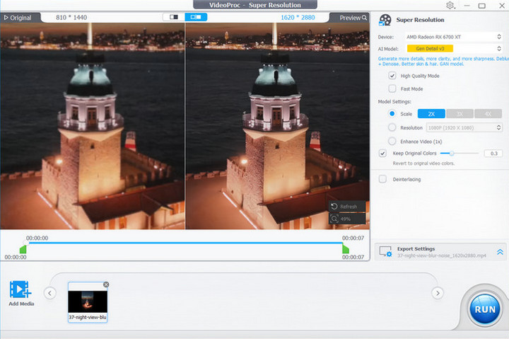 Super Resolution Interface - VideoProc