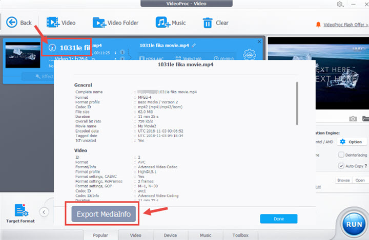 Check and Export MediaInfo