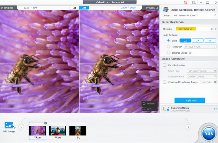 VideoProc Converter AI Review - Enhance Image by AI