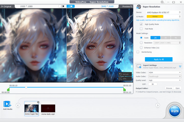 2X Upscaled Anime by VideoProc Converter AI