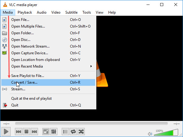 Open WebM to MP4 converter in VLC