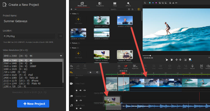 Create a new project for slow mo video in VideoProc Vlogger