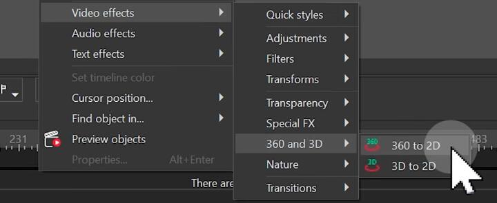 VSDC Convert 360 video to 2D
