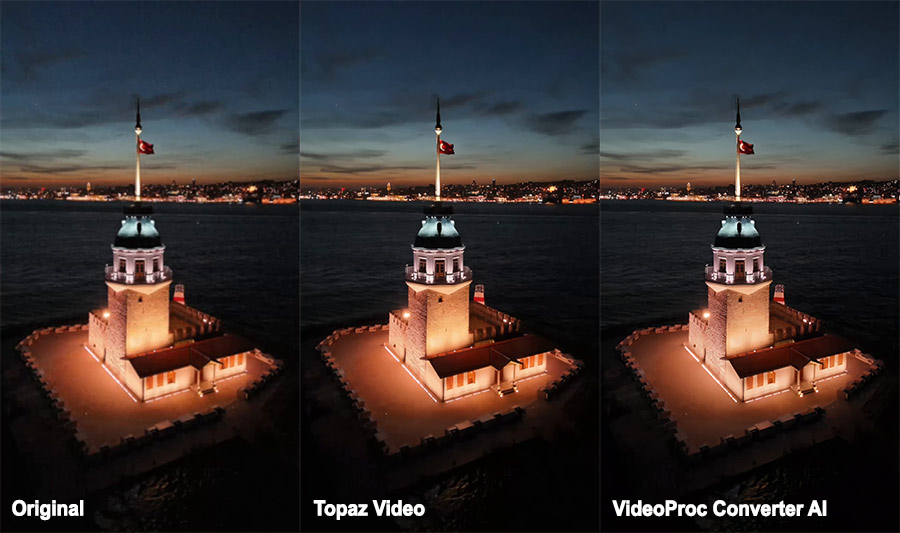 Comparison of Video Upscaling Results: VideoProc vs. Topaz Video