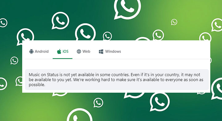 WhatsApp Music on Status Not Available