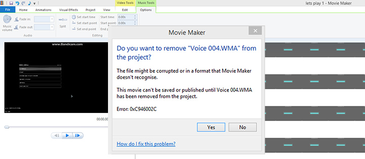 Windows Movie Maker Error 0xc946002c