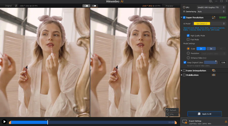 Winxvideo AI deblur gen detail v3