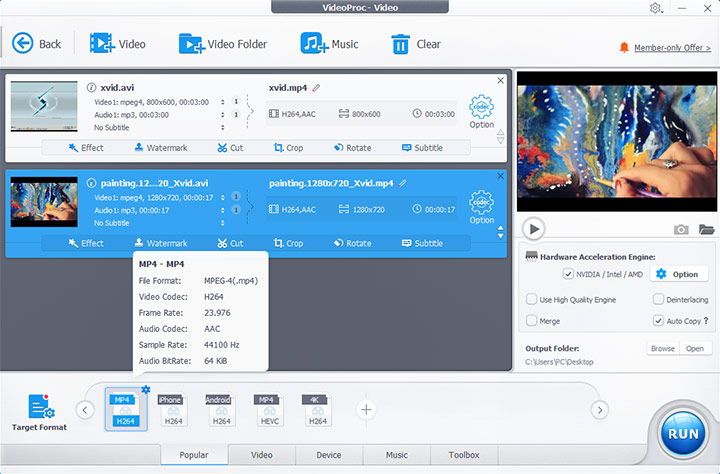 Select an output format