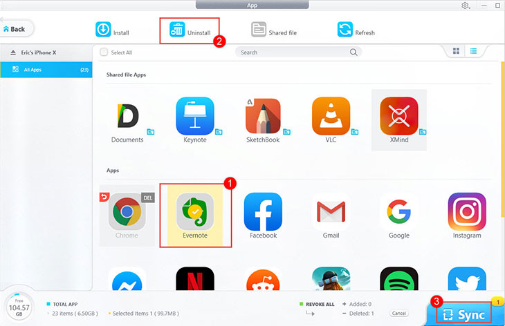 uninstall iOS app