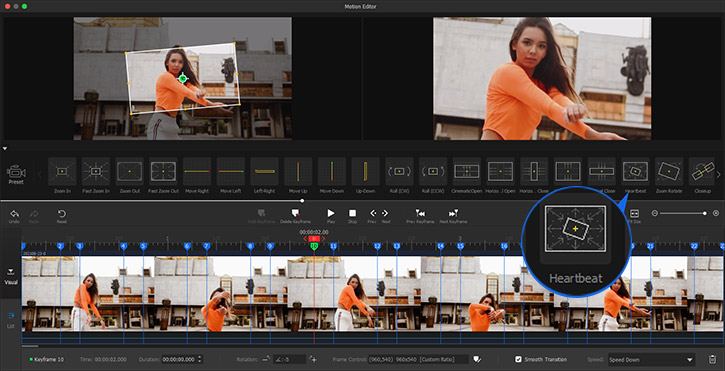 Motion preset Heartbeat for rotating dolly zoom