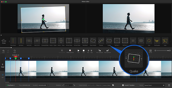 Motion preset Quake for shaky cam
