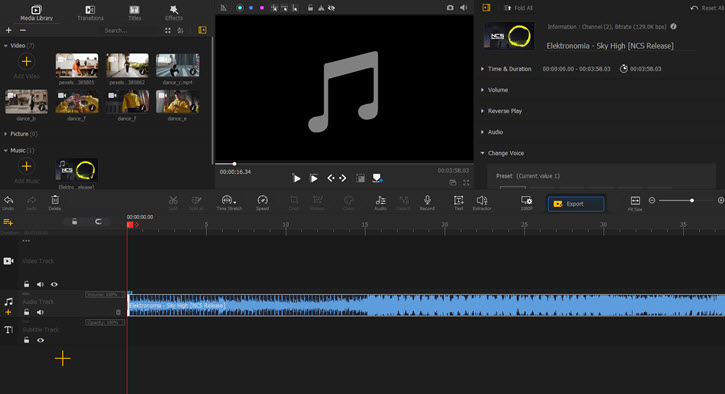 videoproc add music to video