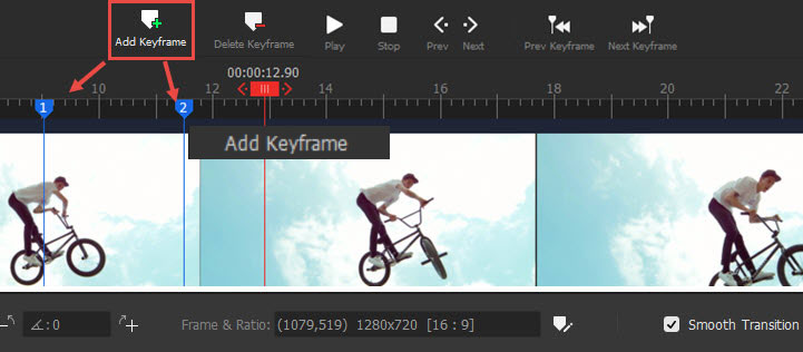 Add Keyframes in Motion Editor