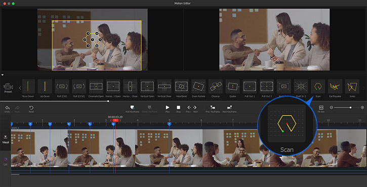 Motion preset Scan for random camera movement