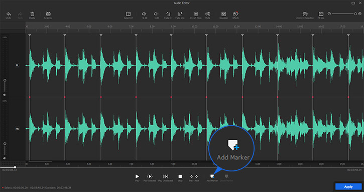 Add markers to audio beat