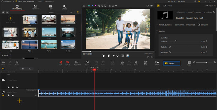 Add slideshow images and music to VideoProc