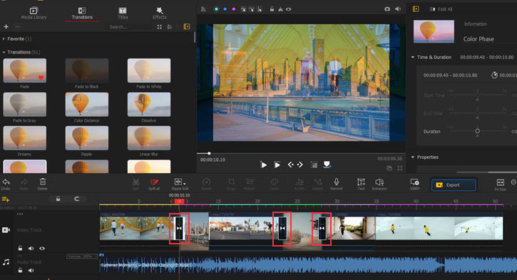Add transition to timeline