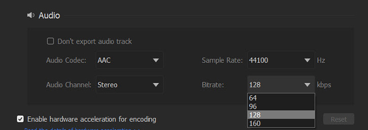 Adjust Audio Bitrate