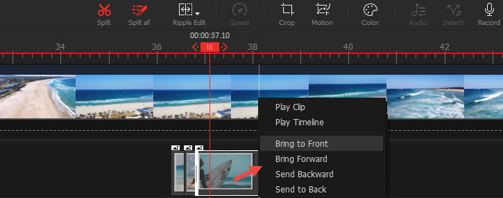 Adjust clips layers on timeline