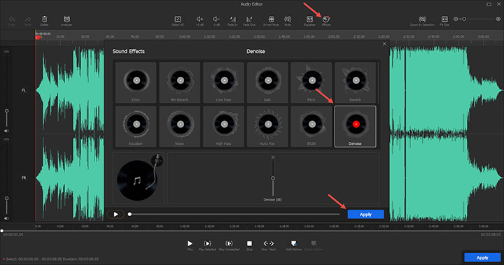 Detach with audio editor