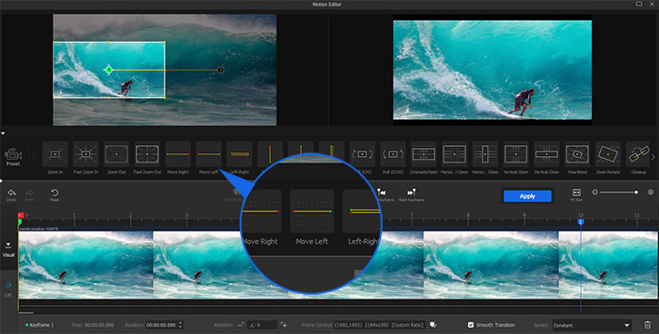 Motion preset Move Left/Right for truck
