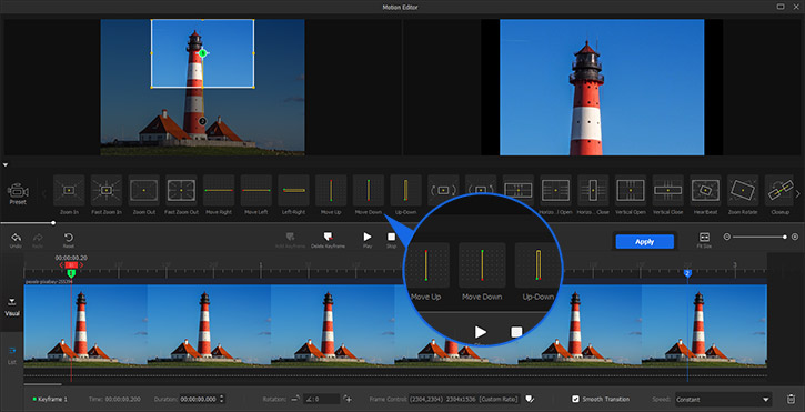 Motion preset Move Up/Down for pedestal