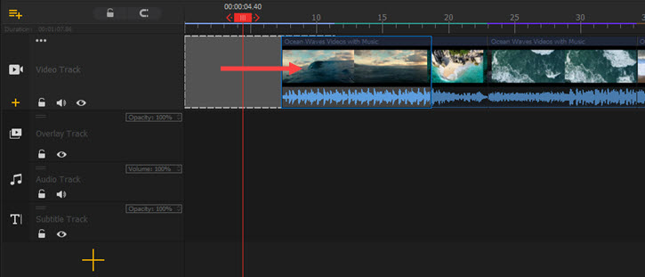 Move clip on the timeline