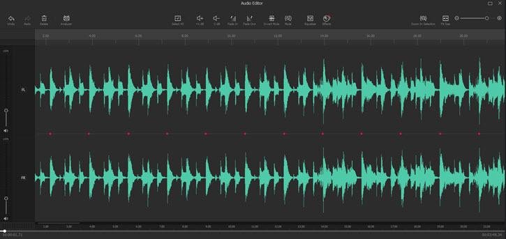 Slideshow music detection results