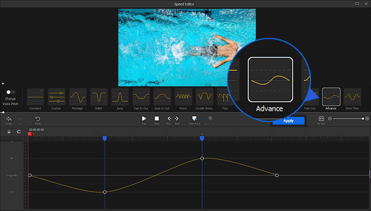 Use Advance in Swimming Video