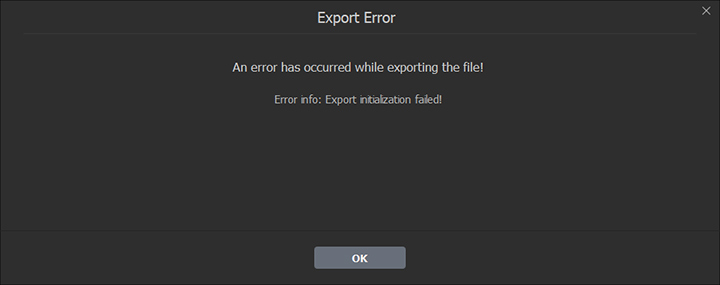 VideoProc Vlogger 提示匯出初始化失敗